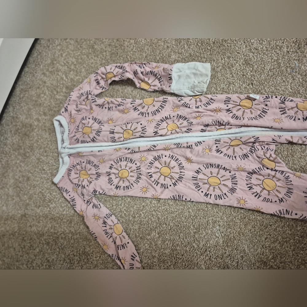 Pink Sun Print Pajama Onesie